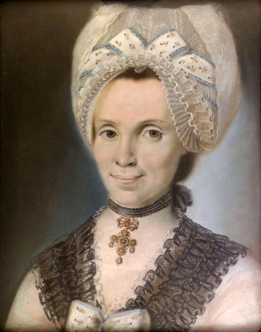 Vor kunsthistorischer Analyse: Barbara Schlippe, verwitwete Thiery, geborene Haenlein.  Datierung: Ende des 18. Jahrhunderts. Nach kunsthistorischer Analyse: Vermutlich Mutter von Barbara Haenlein. Datierung: 1770er Jahre